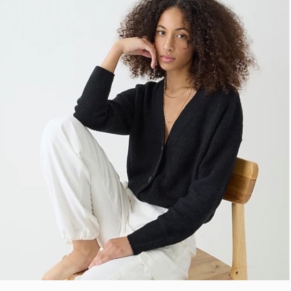 J. Crew Black V-Neck Button-Front Women's Cardigan Sweater. Alpaca blend. Size M